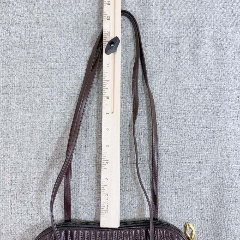 Bally Vintage Brown Quilted Leather Shoulder Bag Gold Hardware Made in Italy - Picture 4 of 12